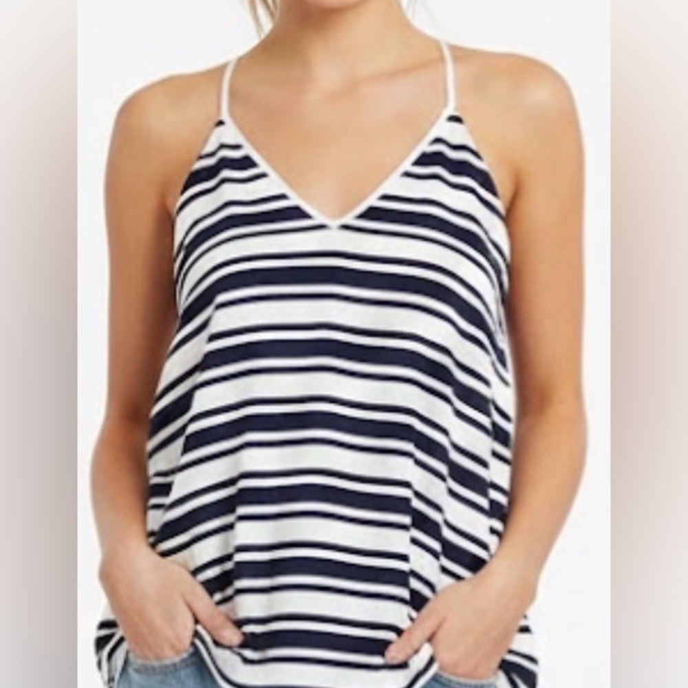 Blouse of Express , Navy and White Striped Top